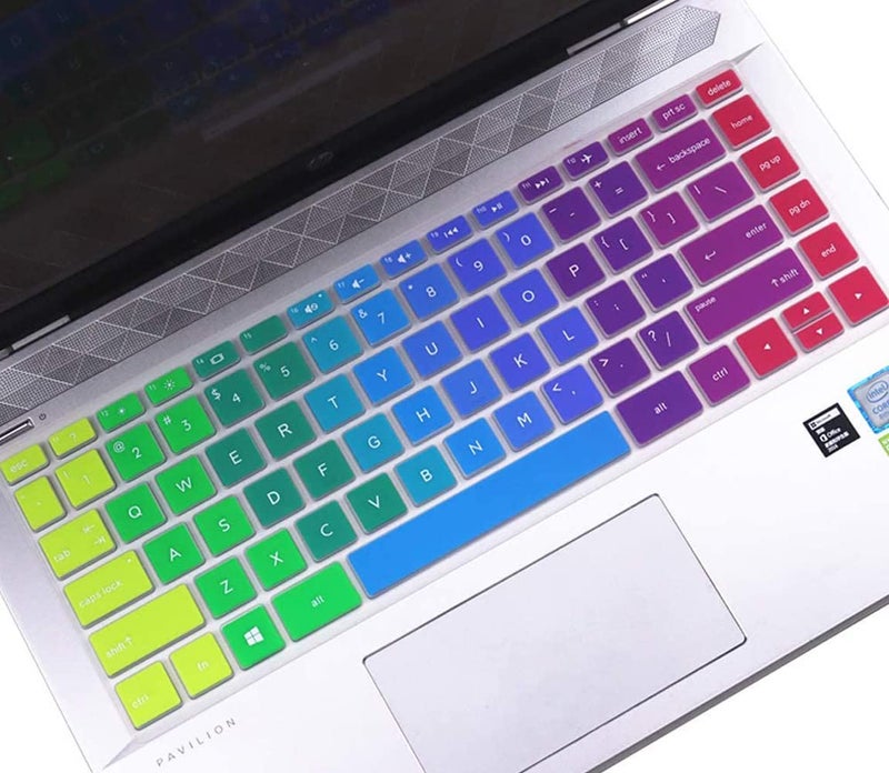 imComor Keyboard Cover for HP Pavilion X360 14 & HP Laptop 14 14-dq 14-fq 14-dk 14-cf 14-dq0033dx dq0032dx 14-fq1025nr 14-dk002dx dq0004dx dq0002dx dq1043cl dq0011dx 14-fq0013dx fq0020nr Keyboard Skin,Rainbow - Image 1